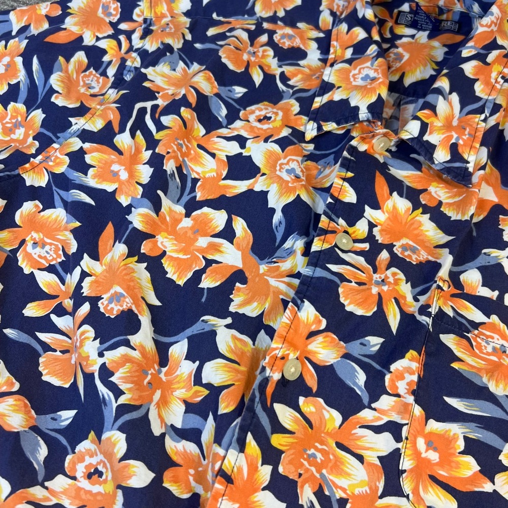 Vintage 90s Structure Mens Large Cotton Hawaiian Hong Kong Club Retro Floral